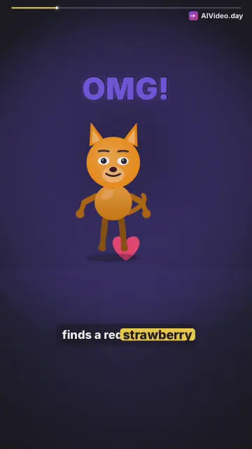 Kitten Sharing Strawberry With Animals